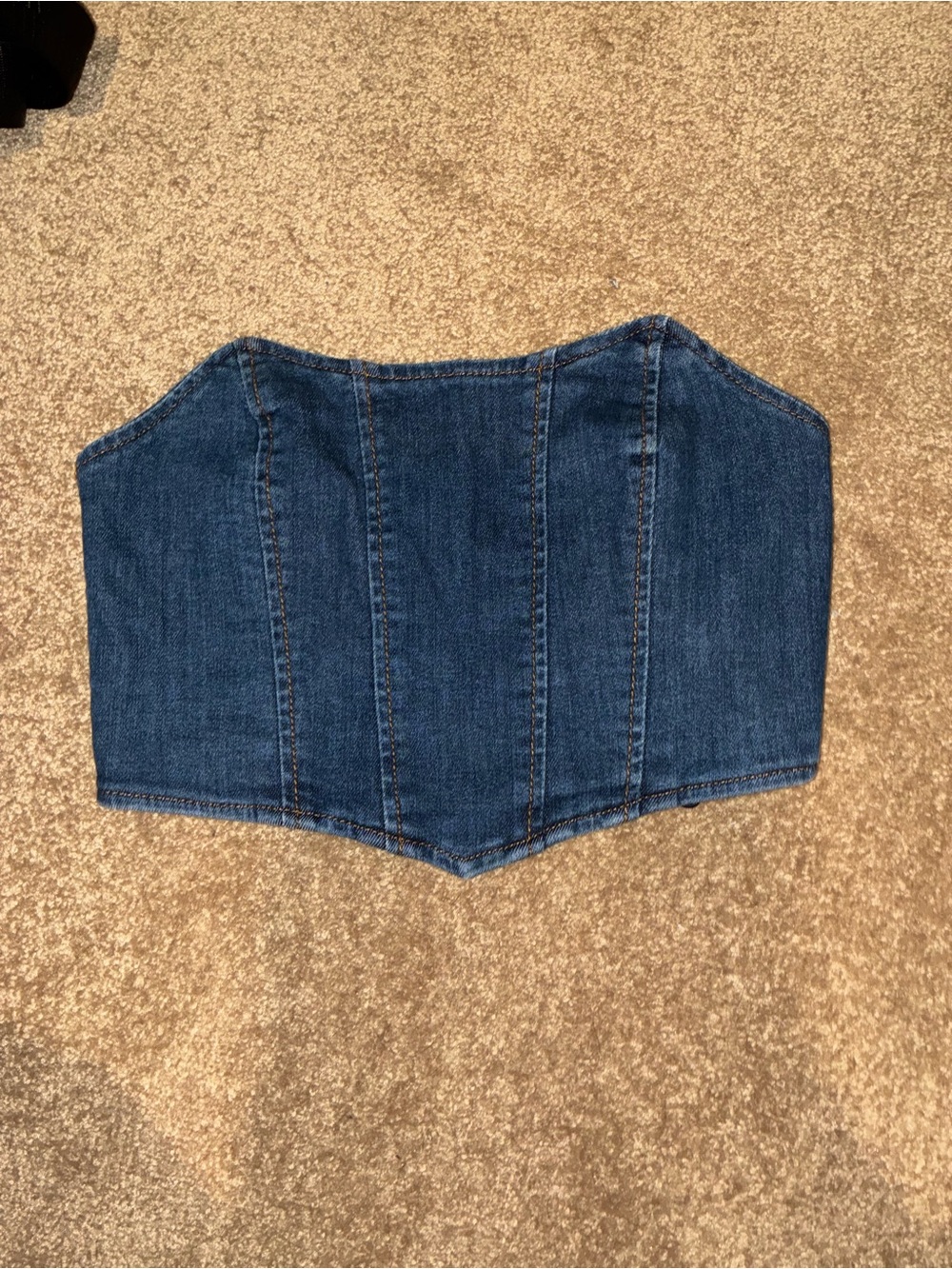 Denim Corset Top - Dark Blue Strapless Bustier